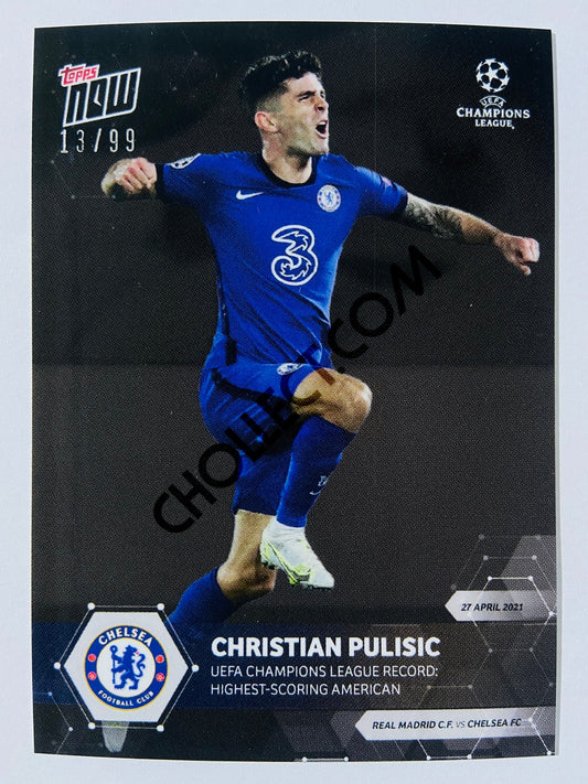 Christian Pulisic - Chelsea FC 2021 Topps Now UCL Record: Highest-Scoring American #66 - Black Parallel 13/99