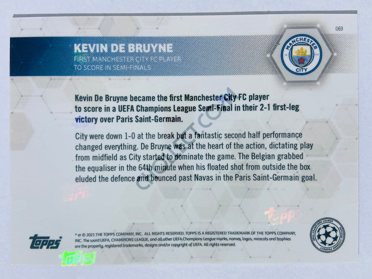 Kevin de Bruyne - Manchester City 2021 Topps Now UCL First Manchester City FC Player to Score in Semi-Finals #69 - Black Parallel 15/99