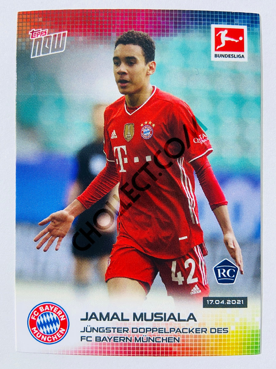 Jamal Musiala - FC Bayern Munich 2021 Topps Now Jüngster Doppelpacker des FC Bayern Bundesliga RC Rookie #171