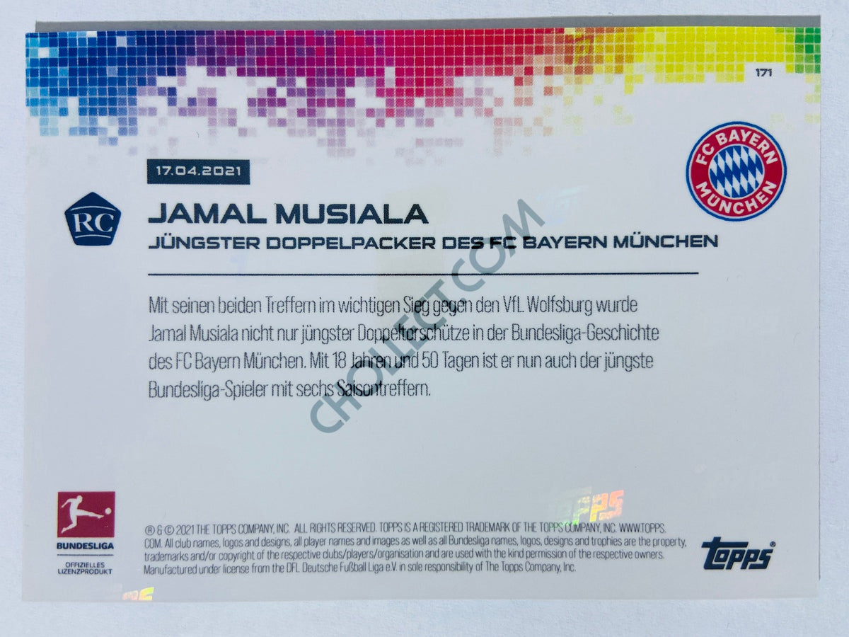 Jamal Musiala - FC Bayern Munich 2021 Topps Now Jüngster Doppelpacker des FC Bayern Bundesliga RC Rookie #171