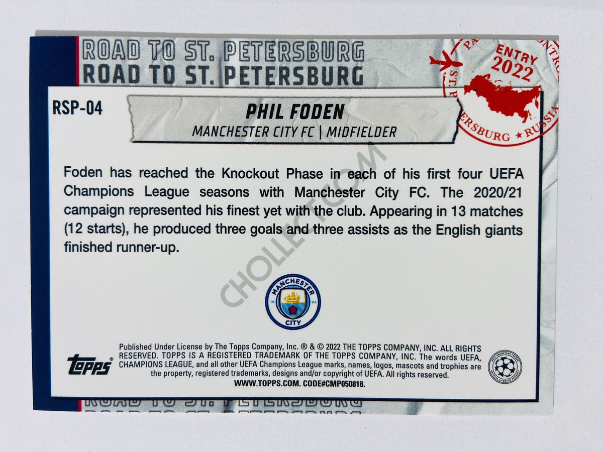 Phil Foden – Machester City FC 2021-22 Topps UCL Road to St. Petersburg #RSP-04