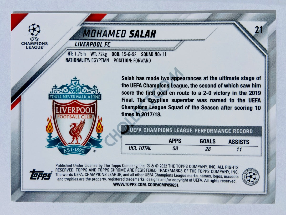 Mohamed Salah - Liverpool FC 2021-22 Topps Chrome UCL #21