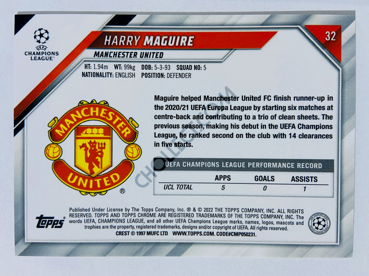 Harry Maguire - Manchester United 2021-22 Topps Chrome UCL #32