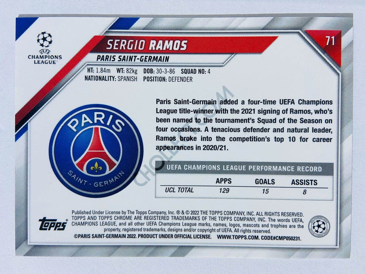 Sergio Ramos - Paris Saint-Germain 2021-22 Topps Chrome UCL #71