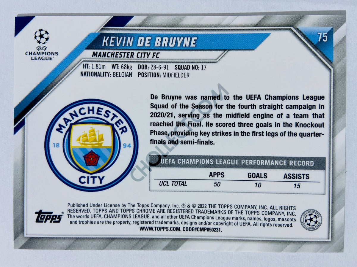 Kevin De Bruyne - Manchester City 2021-22 Topps Chrome UCL #75