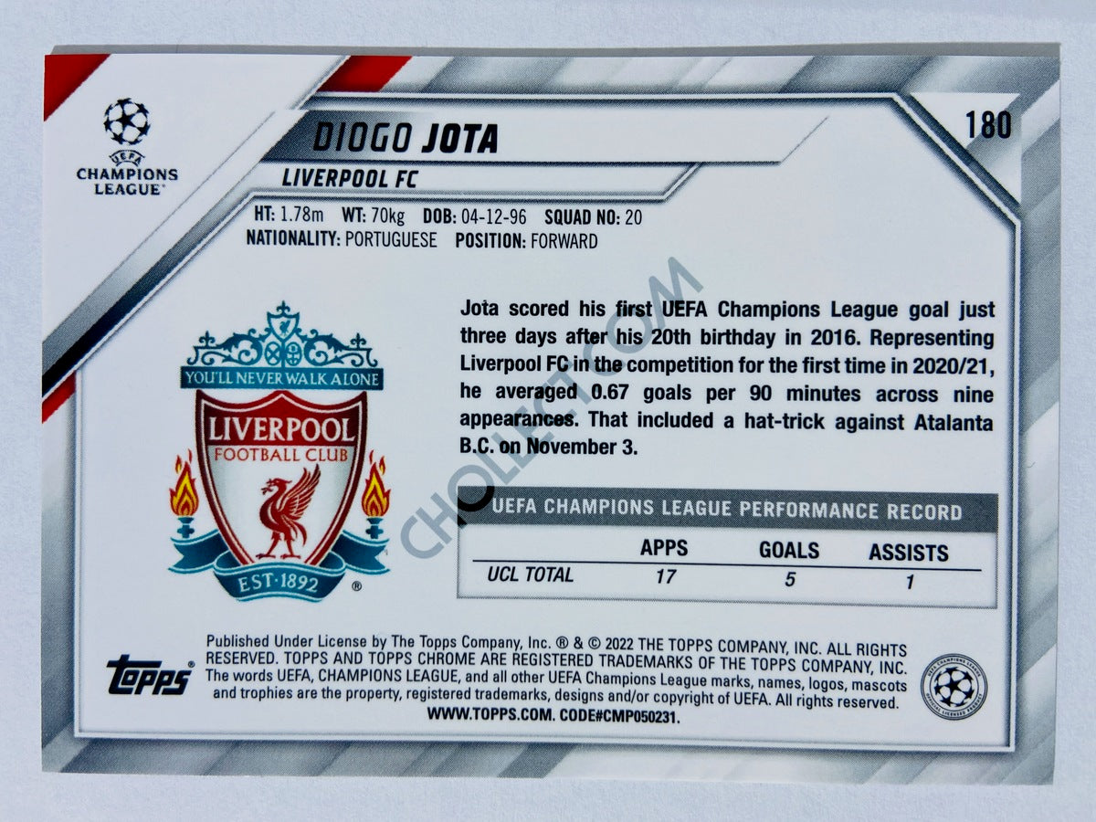 Diogo Jota - Liverpool FC 2021-22 Topps Chrome UCL #180