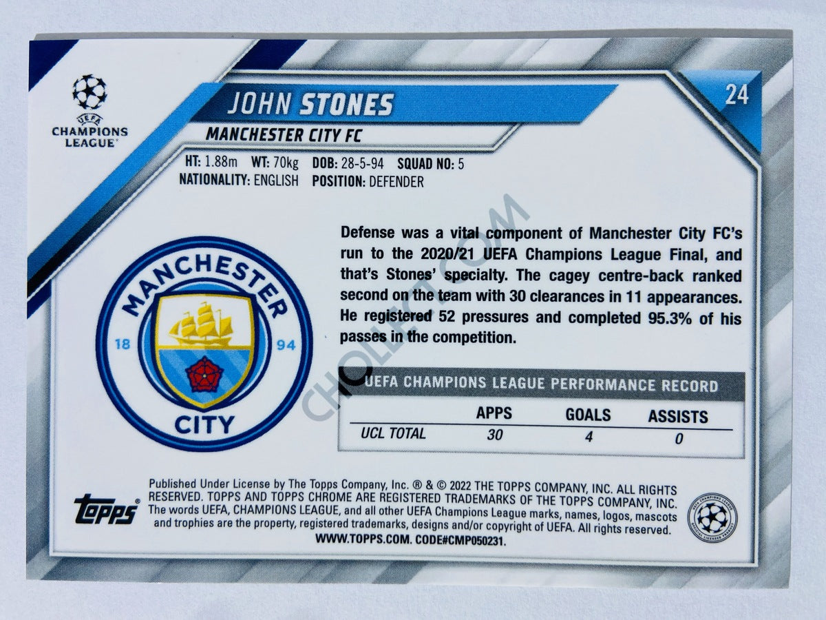 John Stones - Manchester City 2021-22 Topps Chrome UCL #24