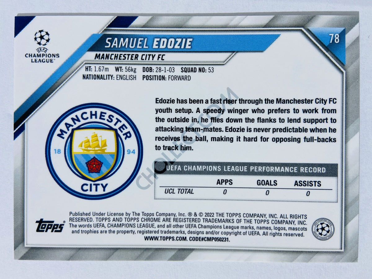 Samuel Edozie - Manchester City 2021-22 Topps Chrome UCL RC Rookie #78