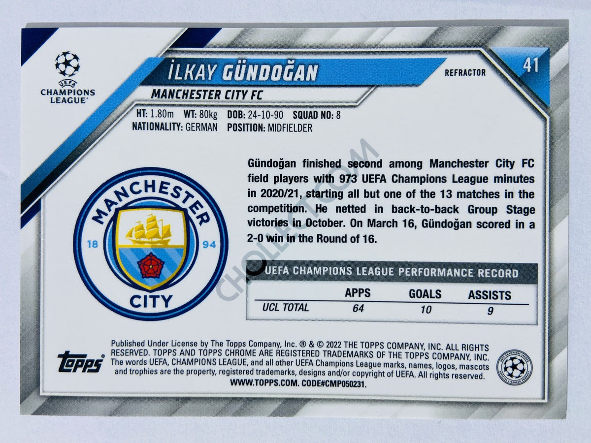 Ilkay Gundogan – Manchester City 2021-22 Topps Chrome UCL Refractor #41