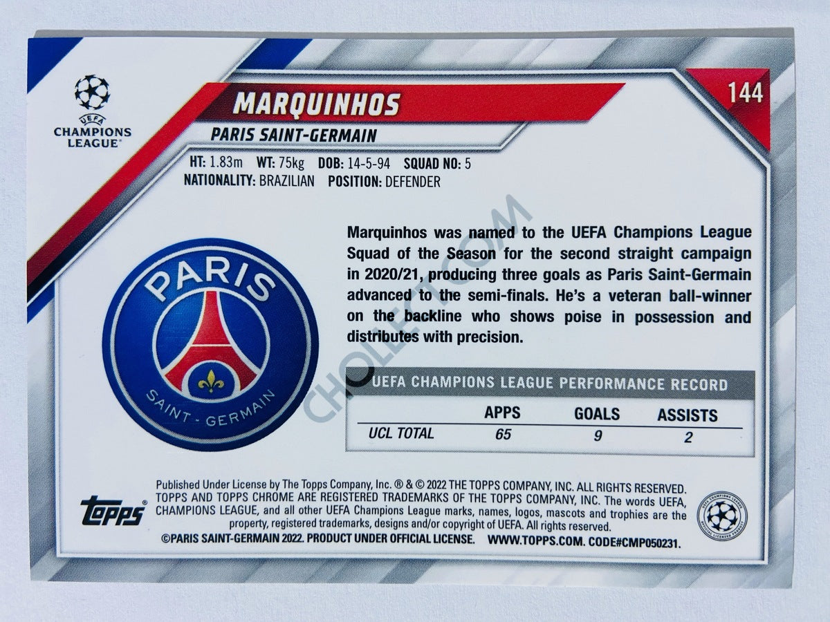 Marquinhos - Paris Saint-Germain 2021-22 Topps Chrome UCL Speckle #144