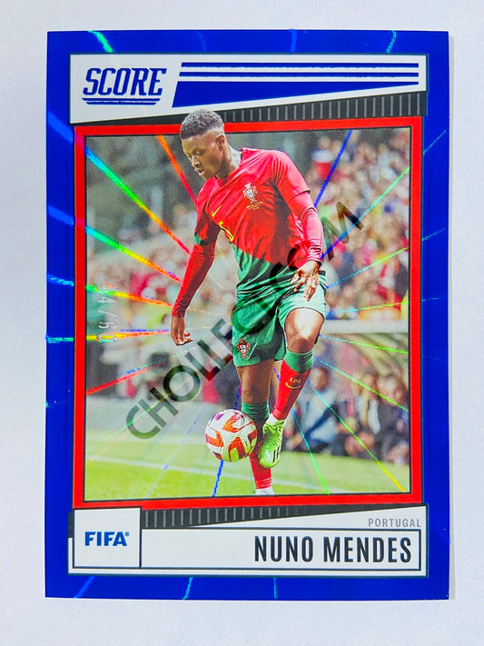 Nuno Mendes - Portugal 2022-23 Panini Score FIFA Blue Laser Parallel #142 | #/60