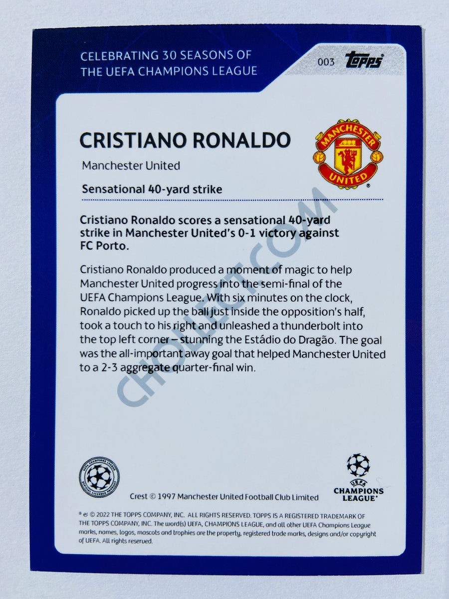 Cristiano Ronaldo - Manchester United 2021-22 Topps 30 Seasons - Sensational 40-Yard Strike UCL #3